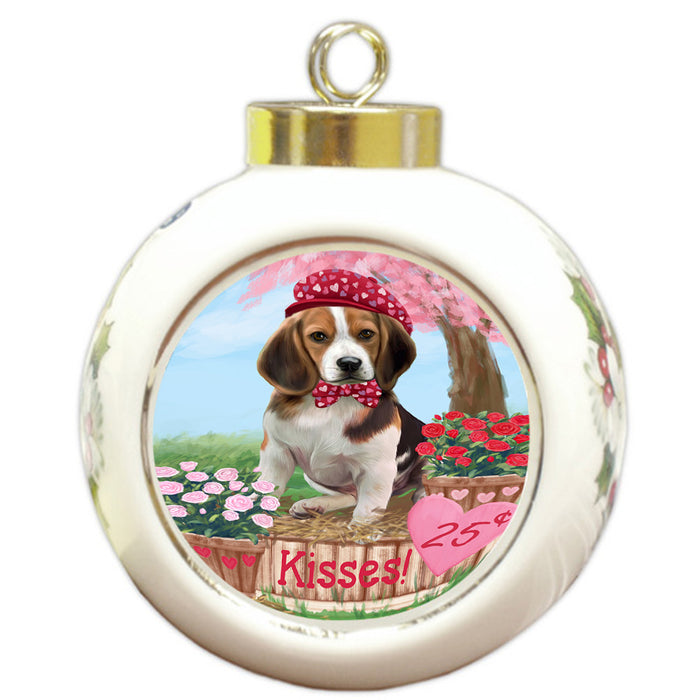 Rosie 25 Cent Kisses Beagle Dog Round Ball Christmas Ornament RBPOR56167