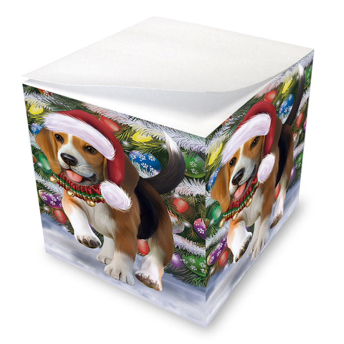 Trotting in the Snow Beagle Dog Note Cube NOC56208