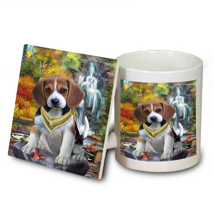 Scenic Waterfall Beagle Dog Mug and Coaster Set MUC51812