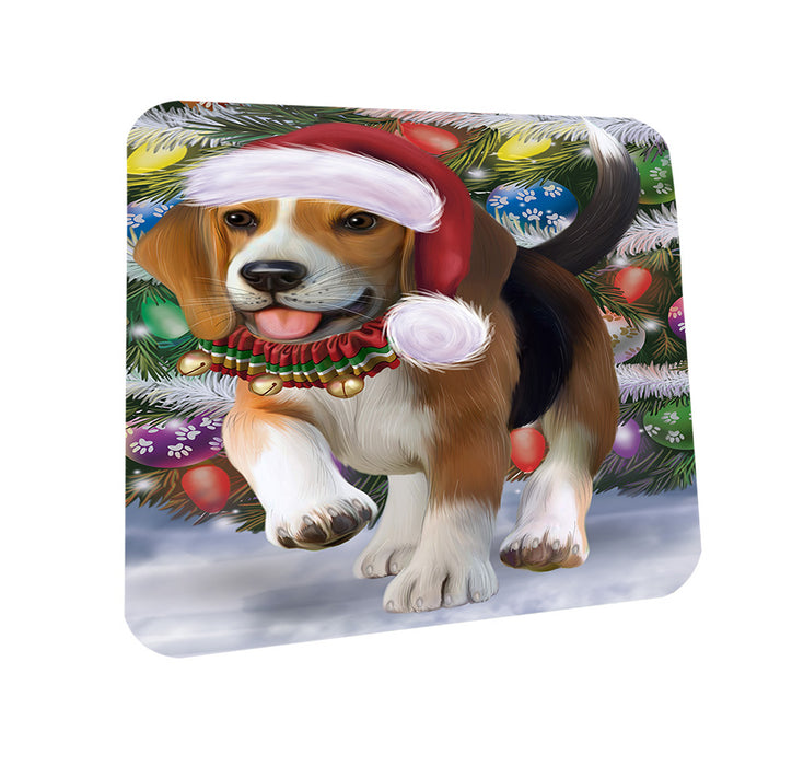 Trotting in the Snow Beagle Dog Coasters Set of 4 CST54520