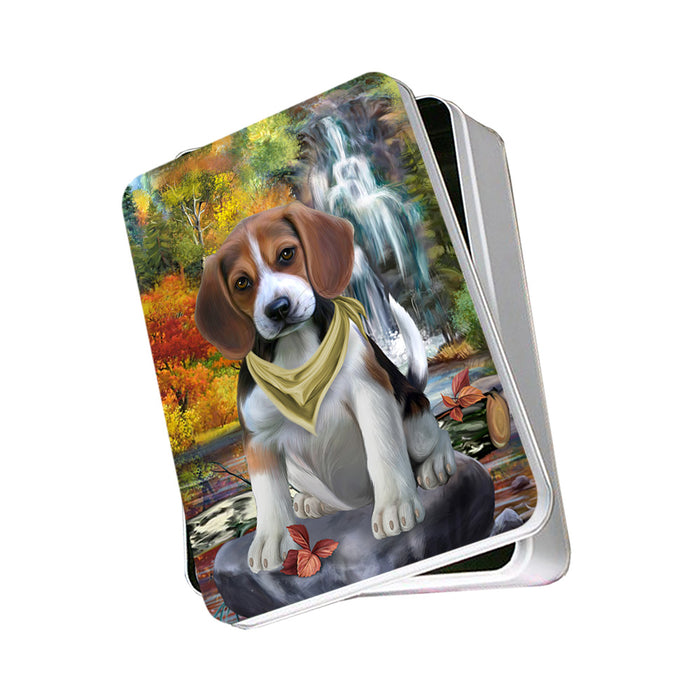 Scenic Waterfall Beagle Dog Photo Storage Tin PITN51872