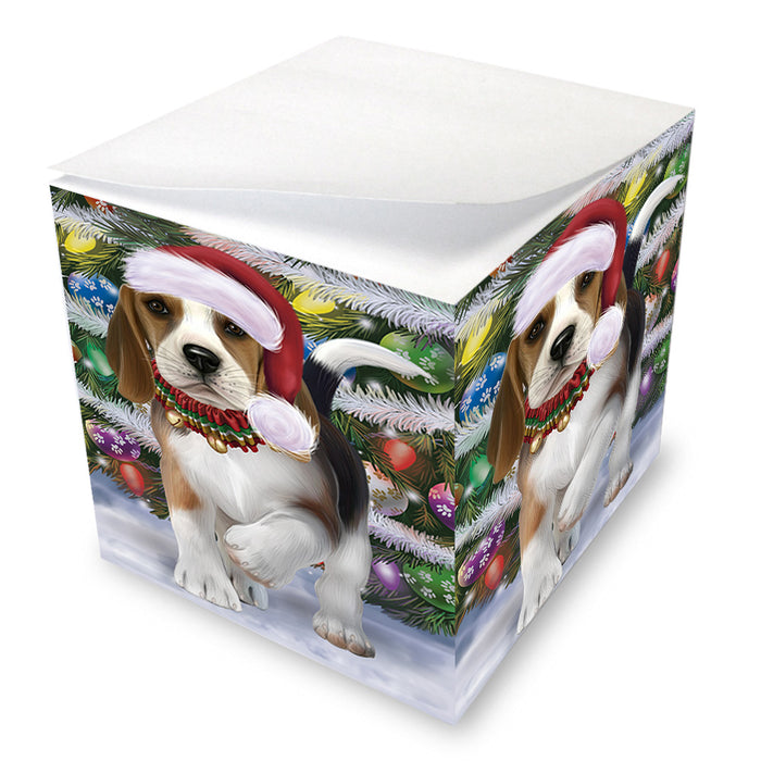 Trotting in the Snow Beagle Dog Note Cube NOC56209