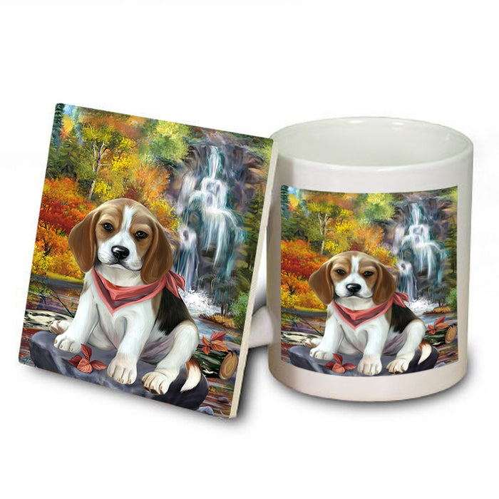 Scenic Waterfall Beagle Dog Mug and Coaster Set MUC51813