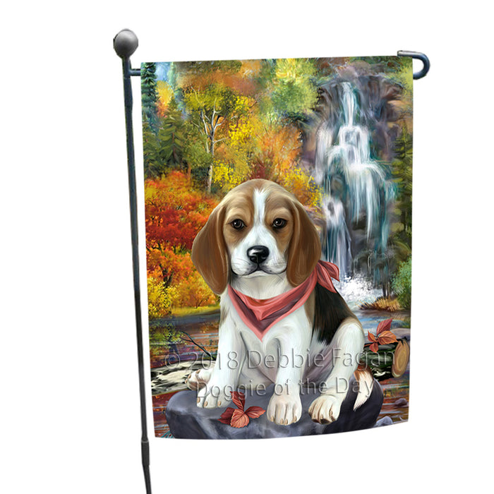 Scenic Waterfall Beagle Dog Garden Flag GFLG51818