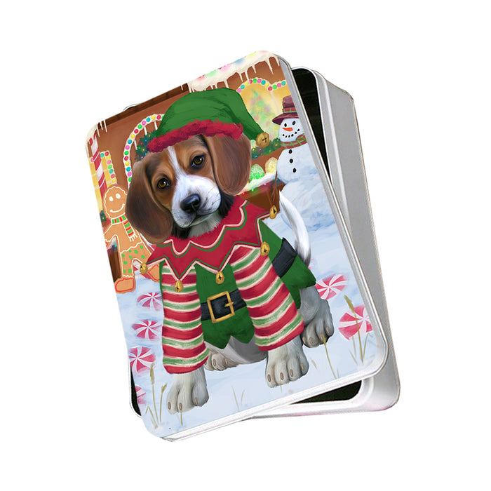 Christmas Gingerbread House Candyfest Beagle Dog Photo Storage Tin PITN56087