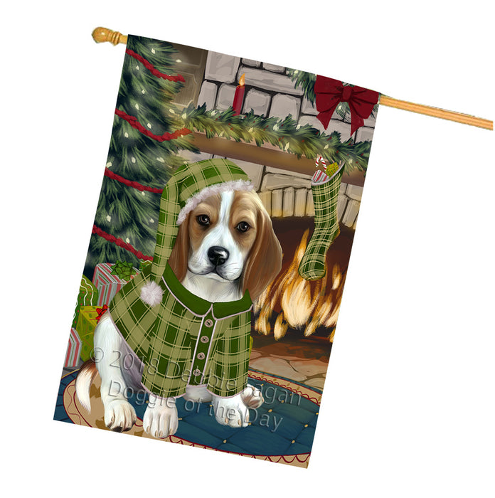 The Stocking was Hung Beagle Dog House Flag FLG55624