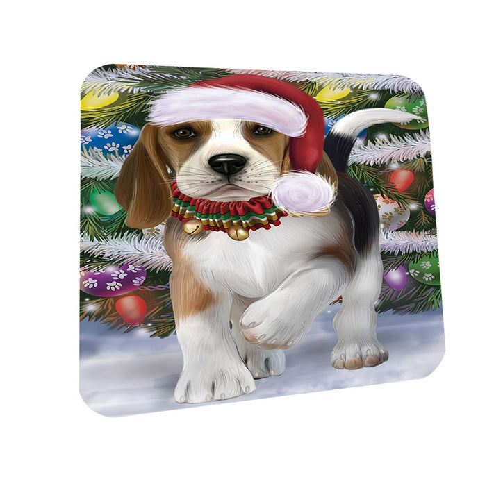 Trotting in the Snow Beagle Dog Coasters Set of 4 CST54521