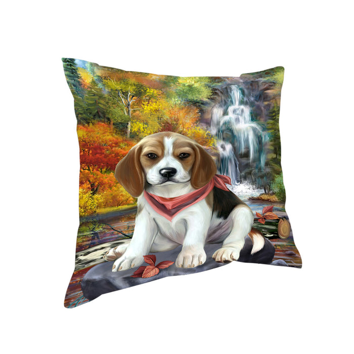 Scenic Waterfall Beagle Dog Pillow PIL63648