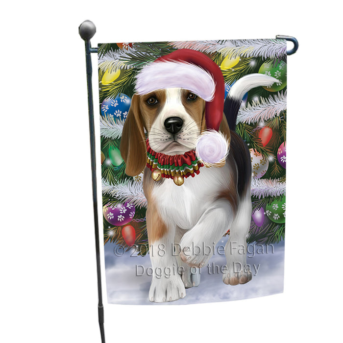 Trotting in the Snow Beagle Dog Garden Flag GFLG54753