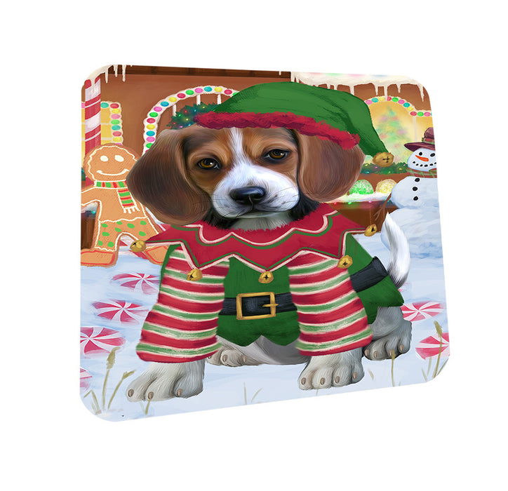 Christmas Gingerbread House Candyfest Beagle Dog Coasters Set of 4 CST56126