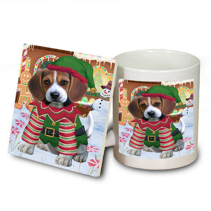 Christmas Gingerbread House Candyfest Beagle Dog Mug and Coaster Set MUC56160