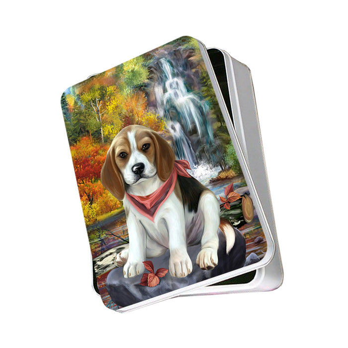 Scenic Waterfall Beagle Dog Photo Storage Tin PITN51873
