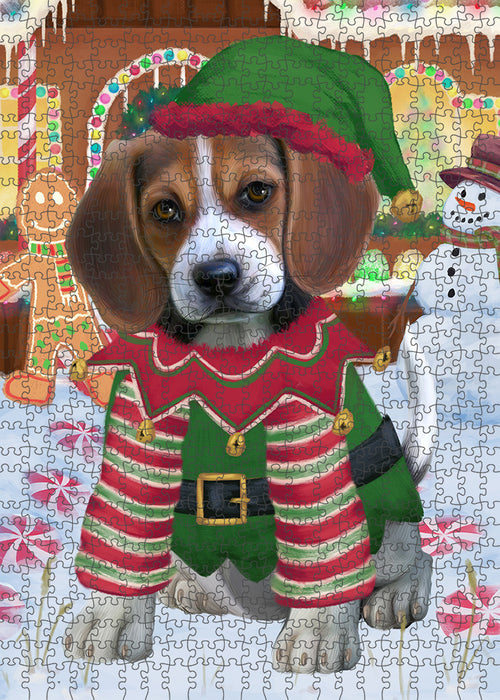 Christmas Gingerbread House Candyfest Beagle Dog Puzzle with Photo Tin PUZL92872