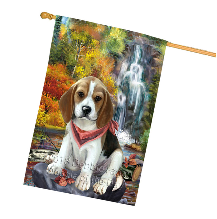 Scenic Waterfall Beagle Dog House Flag FLG51954