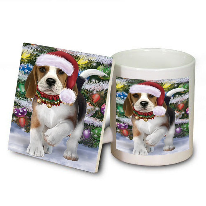 Trotting in the Snow Beagle Dog Mug and Coaster Set MUC54555