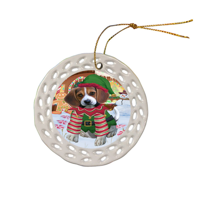 Christmas Gingerbread House Candyfest Beagle Dog Ceramic Doily Ornament DPOR56524