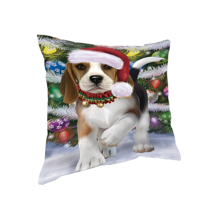 Trotting in the Snow Beagle Dog Pillow PIL75388