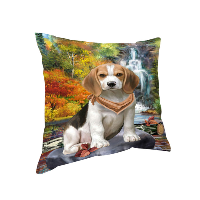 Scenic Waterfall Beagle Dog Pillow PIL63652