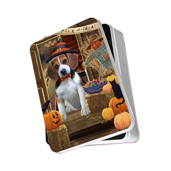 Enter at Own Risk Trick or Treat Halloween Beagle Dog Photo Storage Tin PITN52983