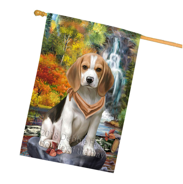 Scenic Waterfall Beagle Dog House Flag FLG51955