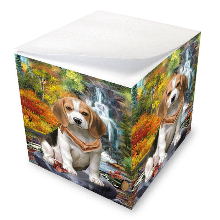 Scenic Waterfall Beagle Dog Note Cube NOC51822