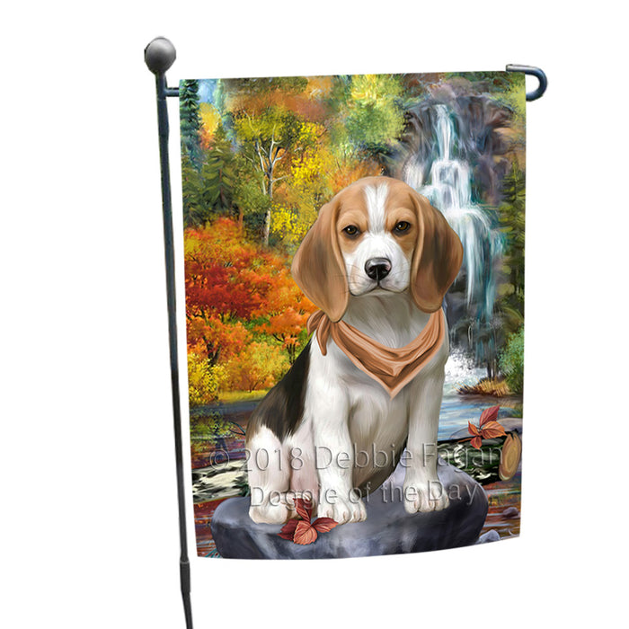 Scenic Waterfall Beagle Dog Garden Flag GFLG51819