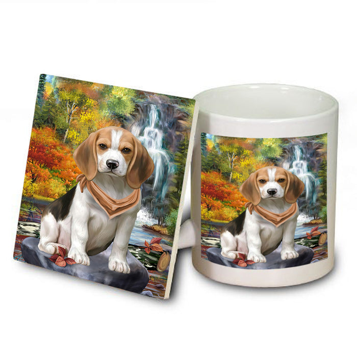 Scenic Waterfall Beagle Dog Mug and Coaster Set MUC51814