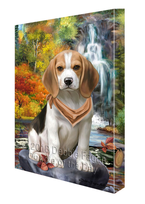 Scenic Waterfall Beagle Dog Canvas Print Wall Art Décor CVS83663