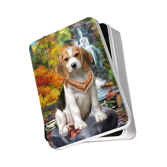 Scenic Waterfall Beagle Dog Photo Storage Tin PITN51874