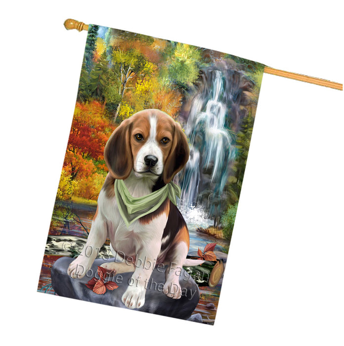 Scenic Waterfall Beagle Dog House Flag FLG51956