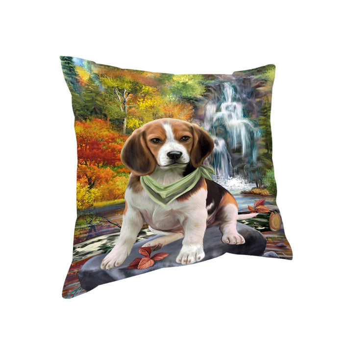 Scenic Waterfall Beagle Dog Pillow PIL63656