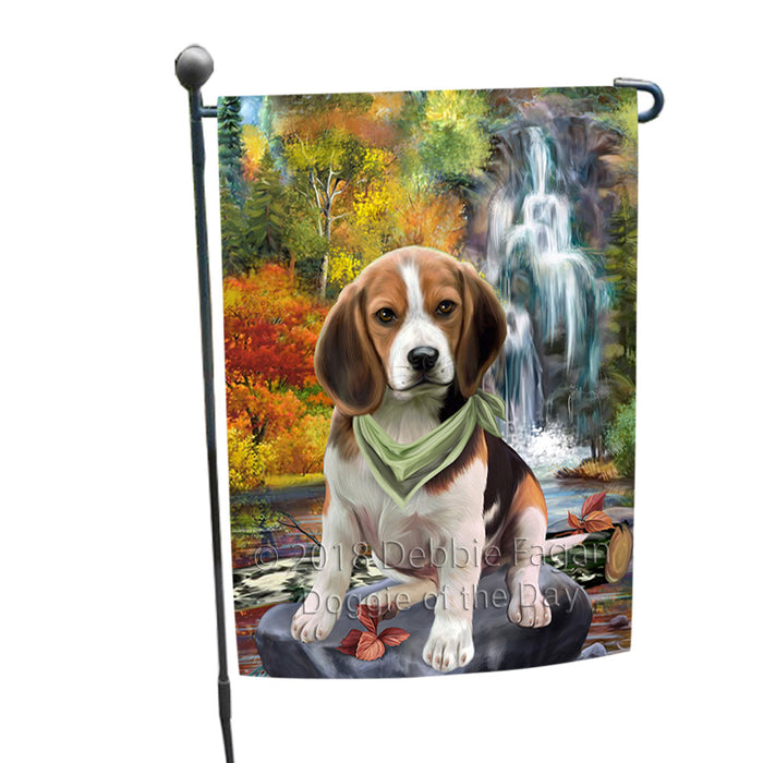 Scenic Waterfall Beagle Dog Garden Flag GFLG51820