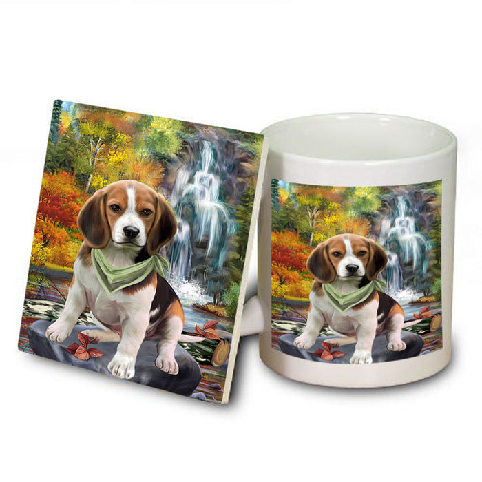 Scenic Waterfall Beagle Dog Mug and Coaster Set MUC51815