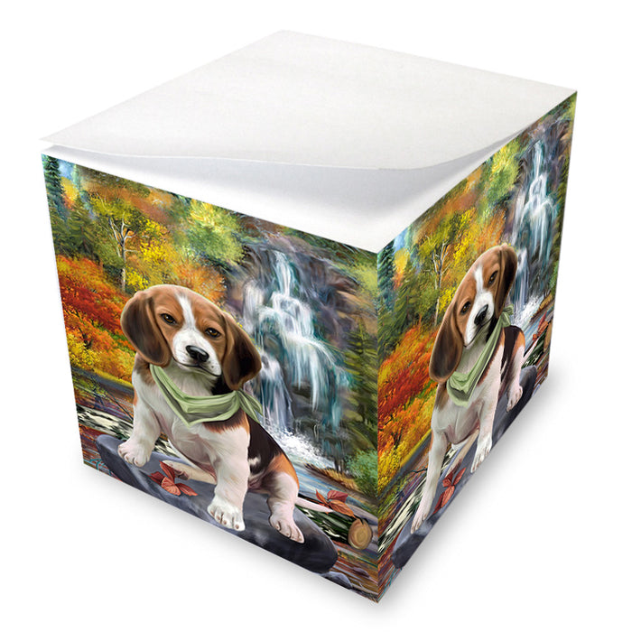 Scenic Waterfall Beagle Dog Note Cube NOC51823