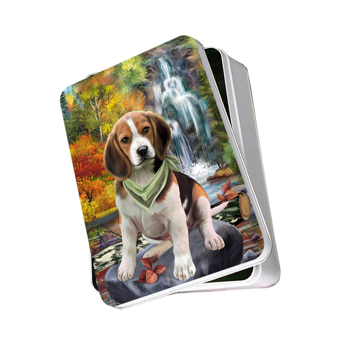Scenic Waterfall Beagle Dog Photo Storage Tin PITN51875