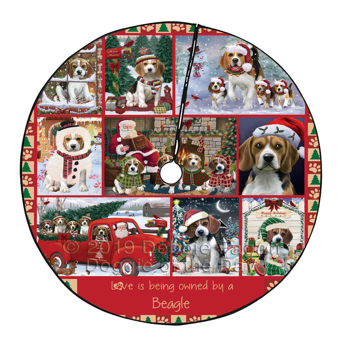 Love is Being Owned Christmas Beagle Dogs Tree Skirt