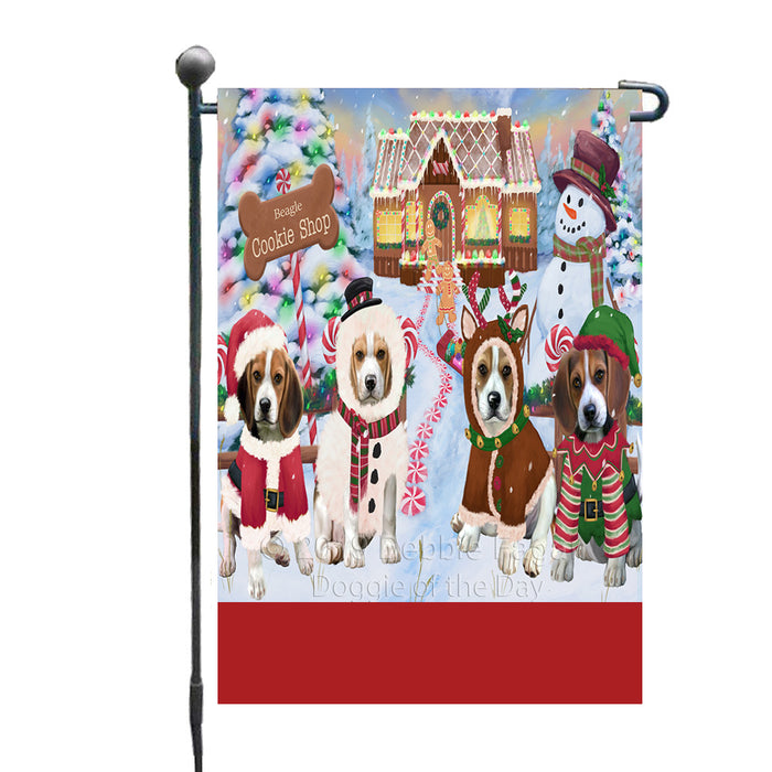 Personalized Holiday Gingerbread Cookie Shop Beagle Dogs Custom Garden Flags GFLG-DOTD-A59176