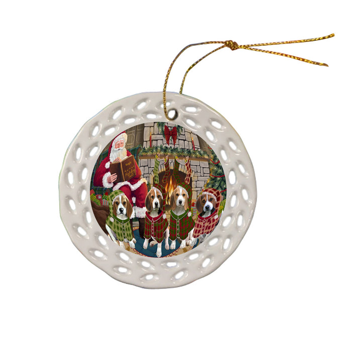 Christmas Cozy Holiday Tails Beagles Dog Ceramic Doily Ornament DPOR55452