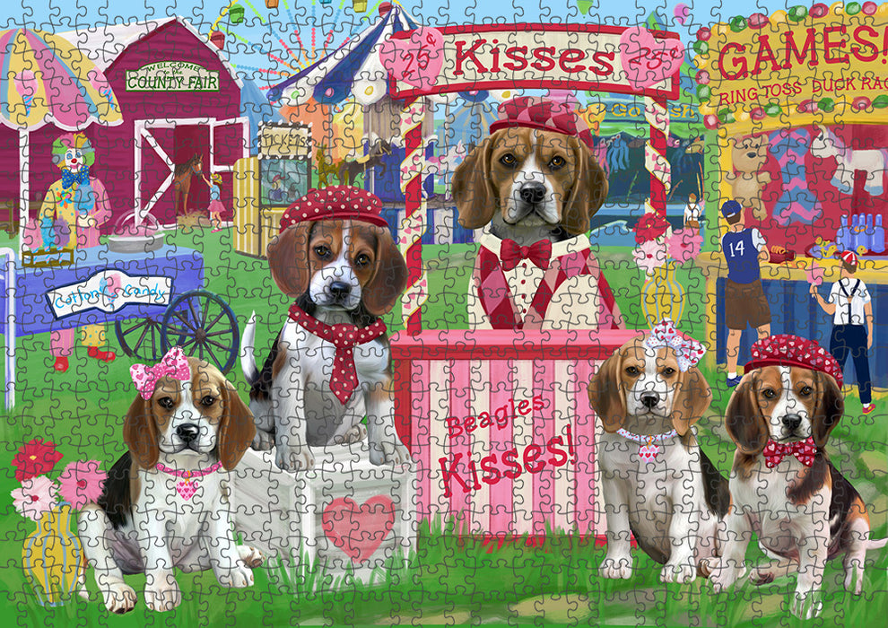 Carnival Kissing Booth Beagles Dog Puzzle with Photo Tin PUZL91324