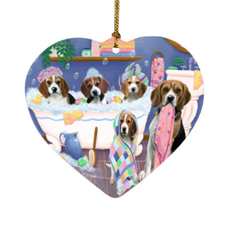 Rub A Dub Dogs In A Tub Beagles Dog Heart Christmas Ornament HPOR57116