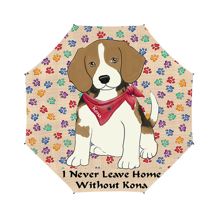 Custom Pet Name Personalized I never Leave Home Beagle Dog Semi-Automatic Foldable Umbrella