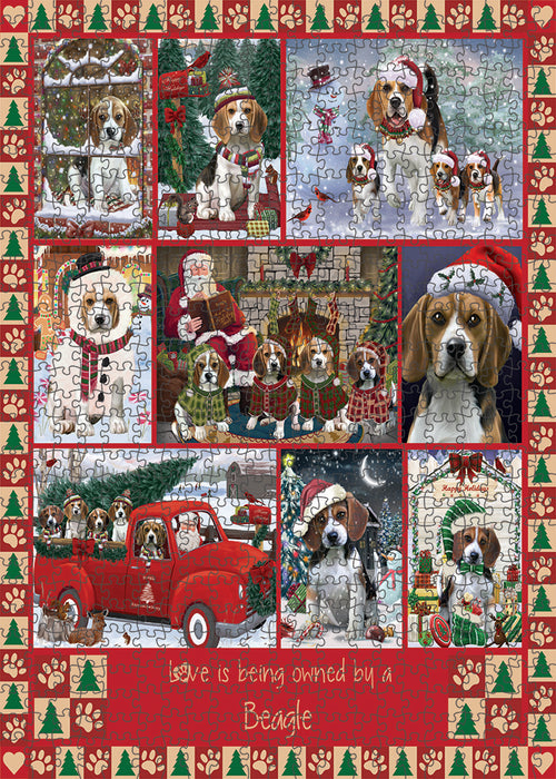 Love is Being Owned Christmas Beagle Dogs Puzzle with Photo Tin PUZL99260