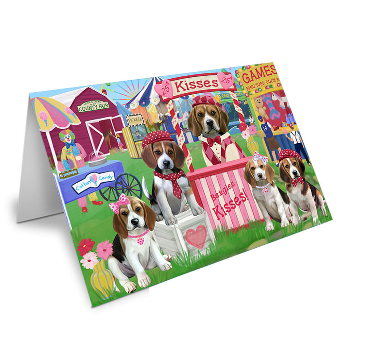 Carnival Kissing Booth Beagles Dog Handmade Artwork Assorted Pets Greeting Cards and Note Cards with Envelopes for All Occasions and Holiday Seasons GCD71855