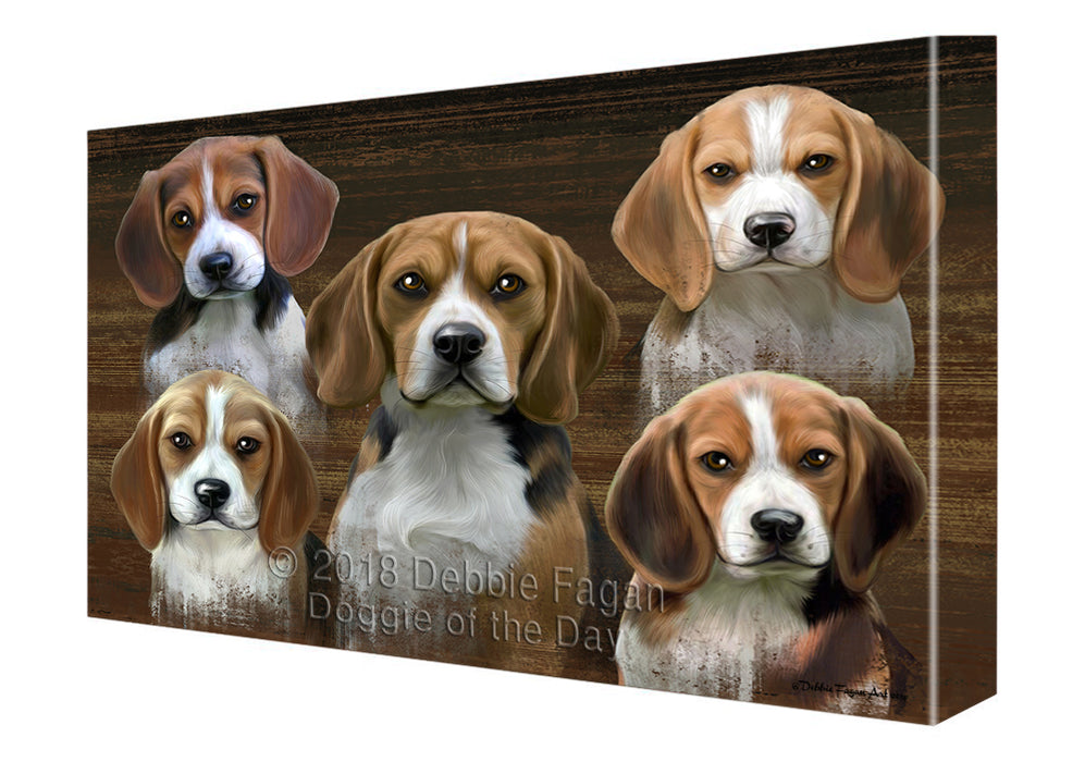 Rustic 5 Beagles Dog Canvas Wall Art CVS61500