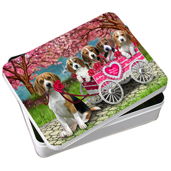 I Love Beagles Dog Cat in a Cart Photo Storage Tin PITN51698