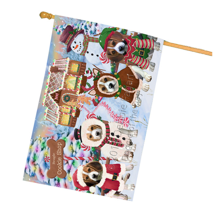 Holiday Gingerbread Cookie Shop Beagles Dog House Flag FLG56786