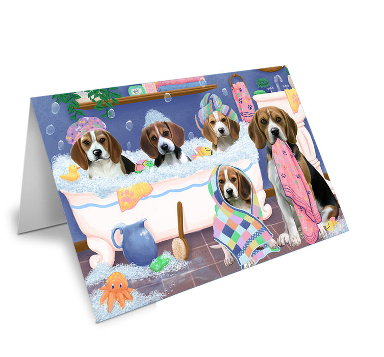 Rub A Dub Dogs In A Tub Beagles Dog Handmade Artwork Assorted Pets Greeting Cards and Note Cards with Envelopes for All Occasions and Holiday Seasons GCD74795