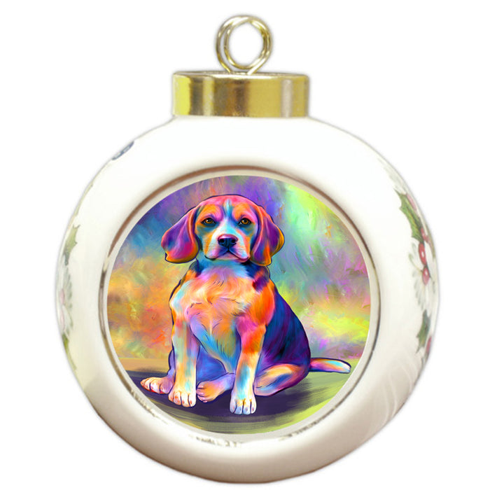 Paradise Wave Beagle Dog Round Ball Christmas Ornament RBPOR57048