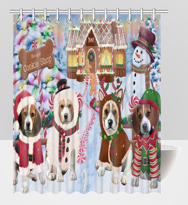 Holiday Gingerbread Cookie Beagle Dogs Shower Curtain