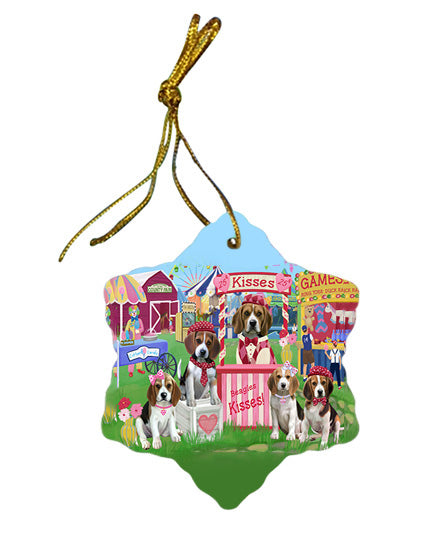 Carnival Kissing Booth Beagles Dog Star Porcelain Ornament SPOR56136